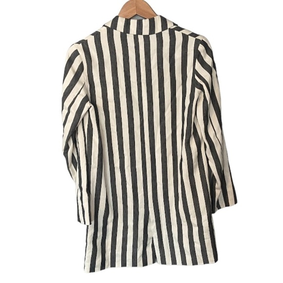 ZARA Linen Stripe Long Blazer - Picture 3 of 10
